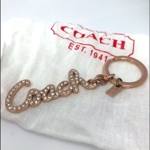 Coach bedazzled script key ring